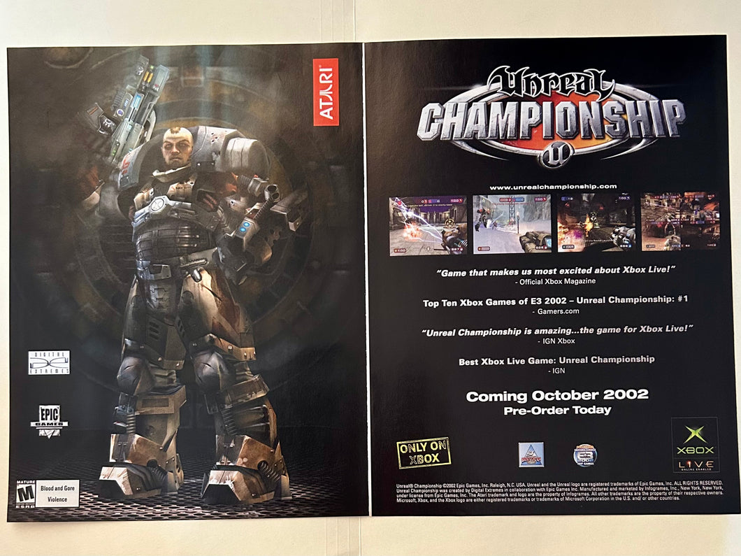 Unreal Championship - Xbox - Original Vintage Advertisement - Print Ads - Laminated A3 Poster