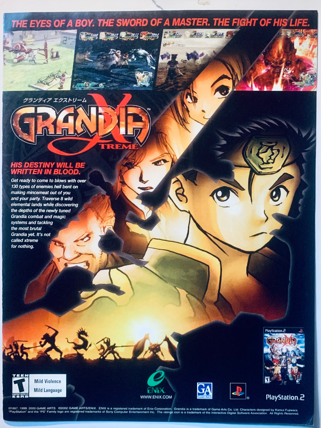 Grandia Xtreme - PS2 - Original Vintage Advertisement - Print Ads - Laminated A4 Poster