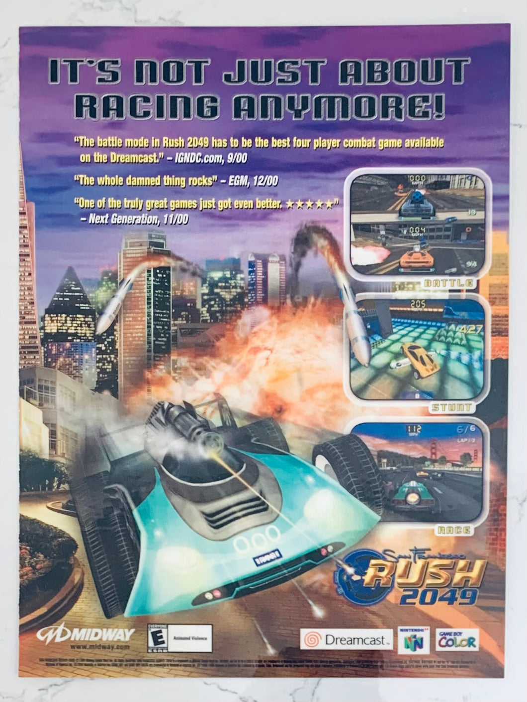 San Francisco Rush 2049 - Nintendo 64 - Original Vintage Advertisement - Print Ads - Laminated A4 Poster