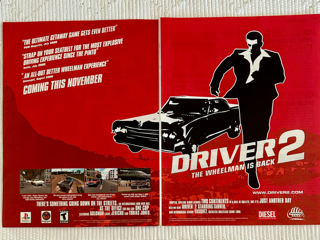Driver 2 - PS2 - Original Vintage Advertisement - Print Ads - Laminated A3 Poster
