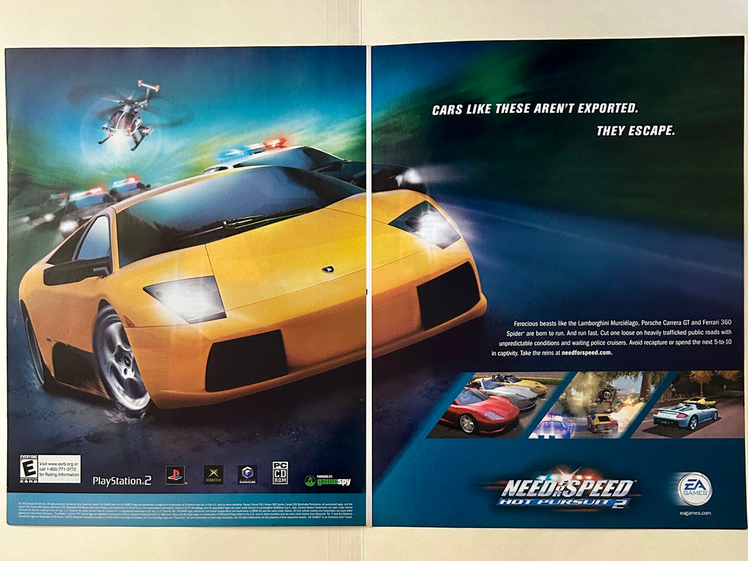 Need for Speed: Hot Pursuit 2 - PS2 Xbox NGC PC - Original Vintage Advertisement - Print Ads - Laminated A3 Poster