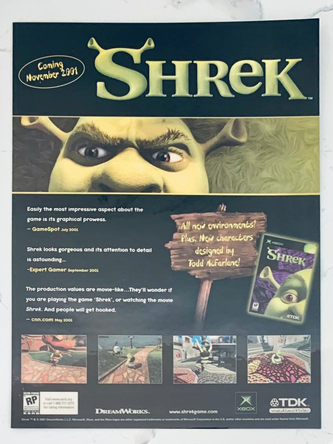 Shrek - Xbox - Original Vintage Advertisement - Print Ads - Laminated A4 Poster