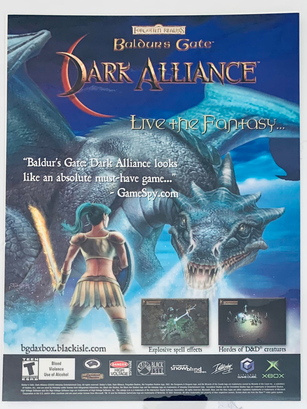 Baldur’s Gate Dark Alliance - Xbox NGC - Original Vintage Advertisement - Print Ads - Laminated A4 Poster