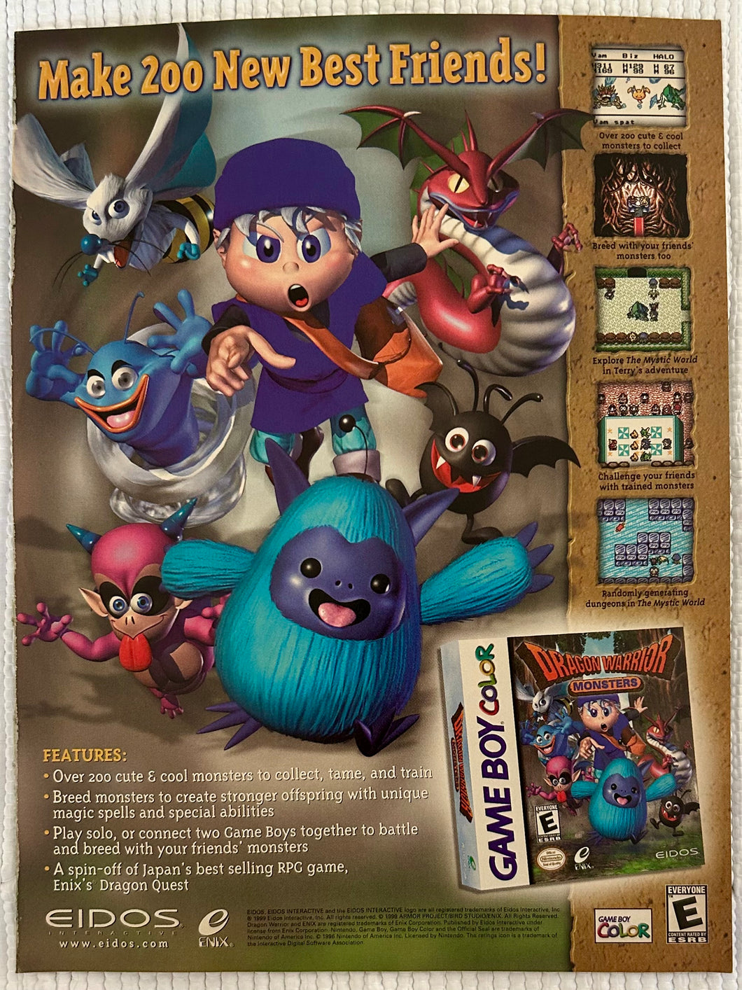 Dragon Quest Monsters - GBC - Original Vintage Advertisement - Print Ads - Laminated A4 Poster