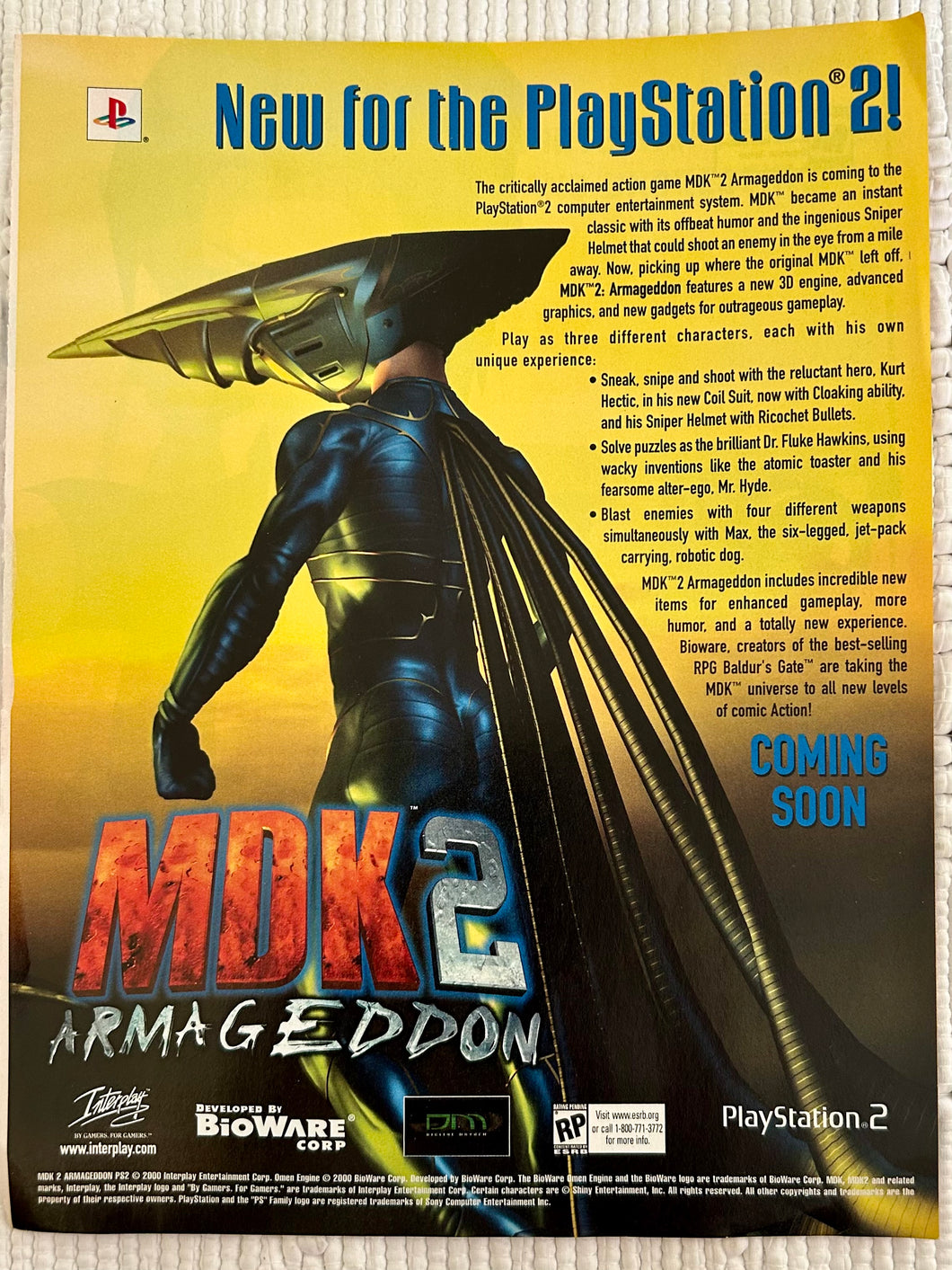 MDK 2 Armageddon - PS2 - Original Vintage Advertisement - Print Ads - Laminated A4 Poster