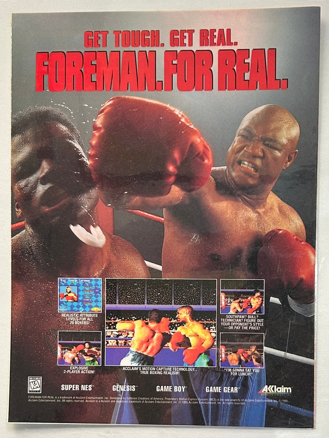 Foreman For Real - Genesis / SNES / GB / GG - Print Ads - Laminated A4 Poster