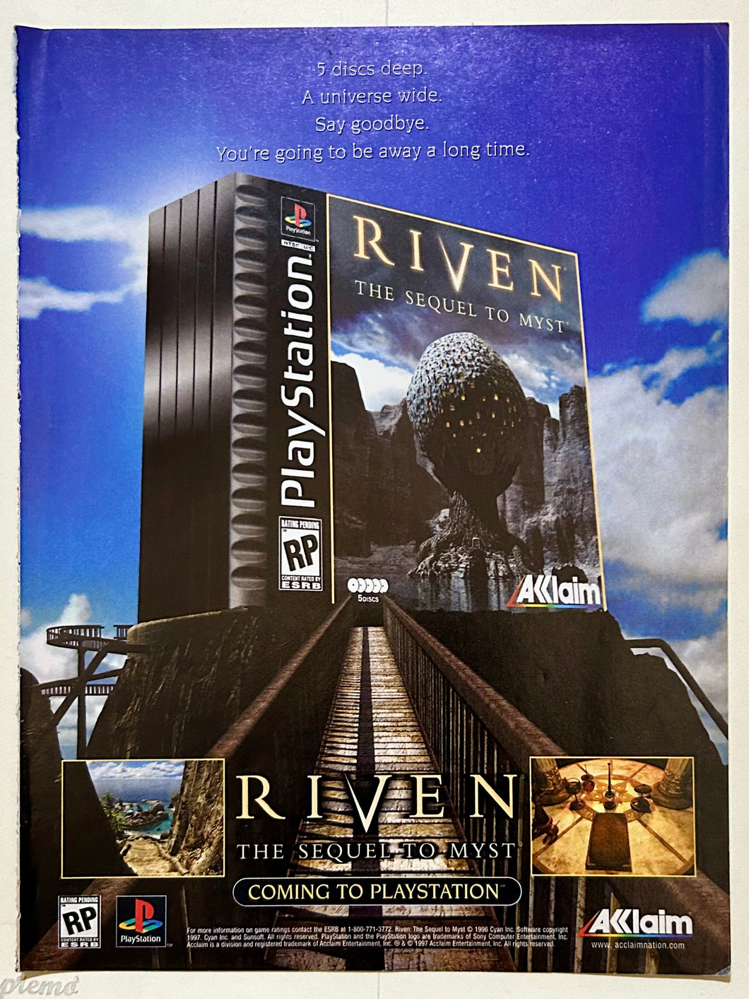 Riven: The Sequel to Myst - PlayStation - Original Vintage Advertisement - Print Ads - Laminated A4 Poster