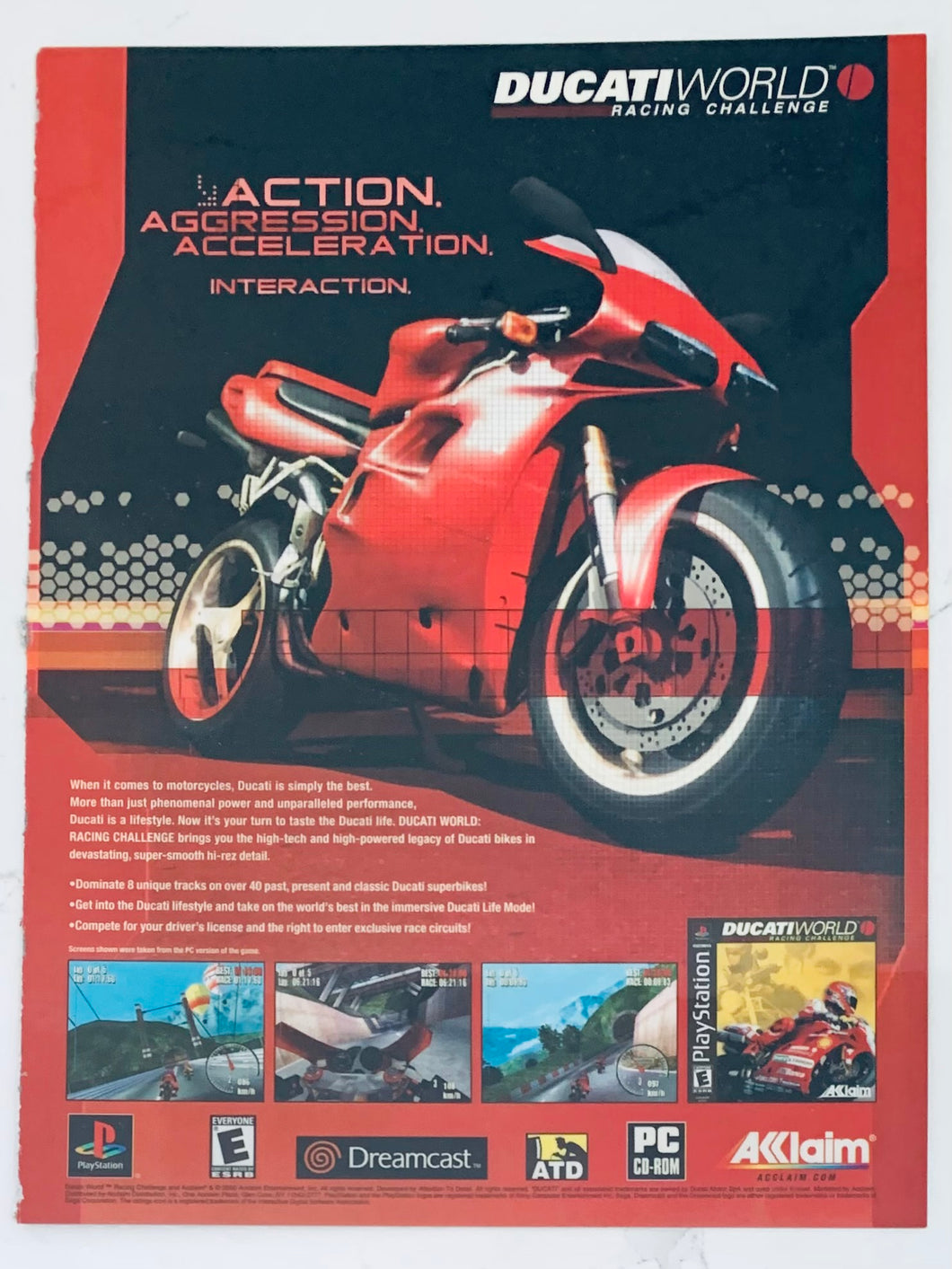 Ducati World Racing Challenge - PlayStation DC - Original Vintage Advertisement - Print Ads - Laminated A4 Poster