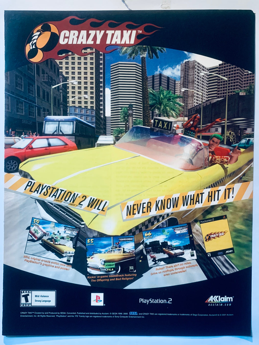 Crazy Taxi - PS2 - Original Vintage Advertisement - Print Ads - Laminated A4 Poster