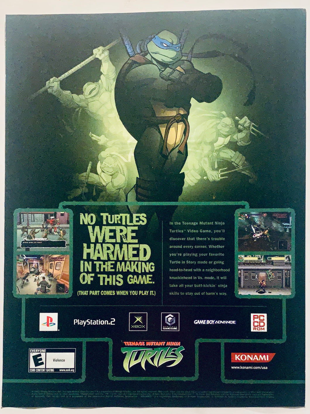 Teenage Mutant Ninja Turtles - PS2 NGC Xbox GBA - Original Vintage Advertisement - Print Ads - Laminated A4 Poster