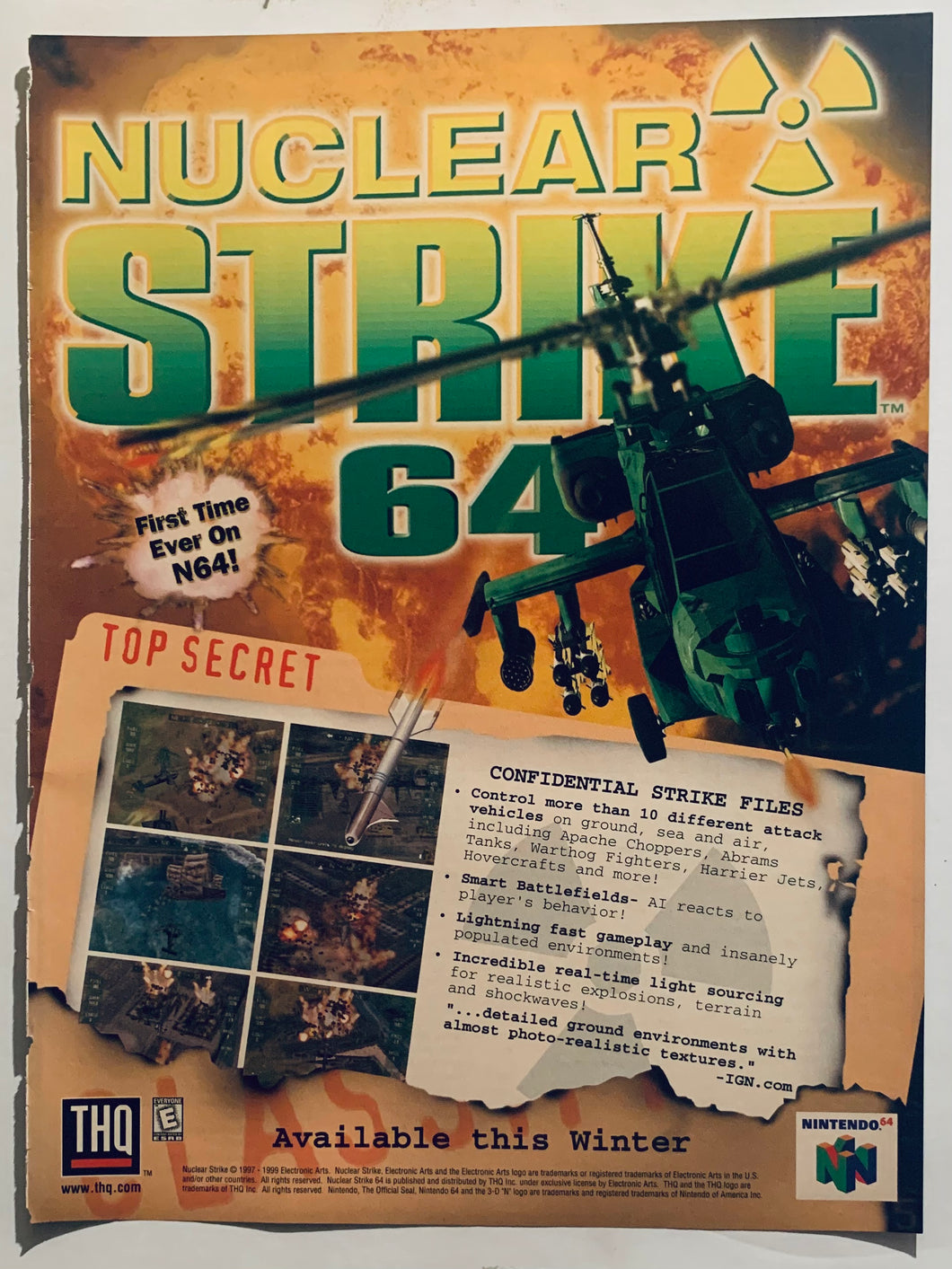 Nuclear Strike - N64 - Original Vintage Advertisement - Print Ads - Laminated A4 Poster