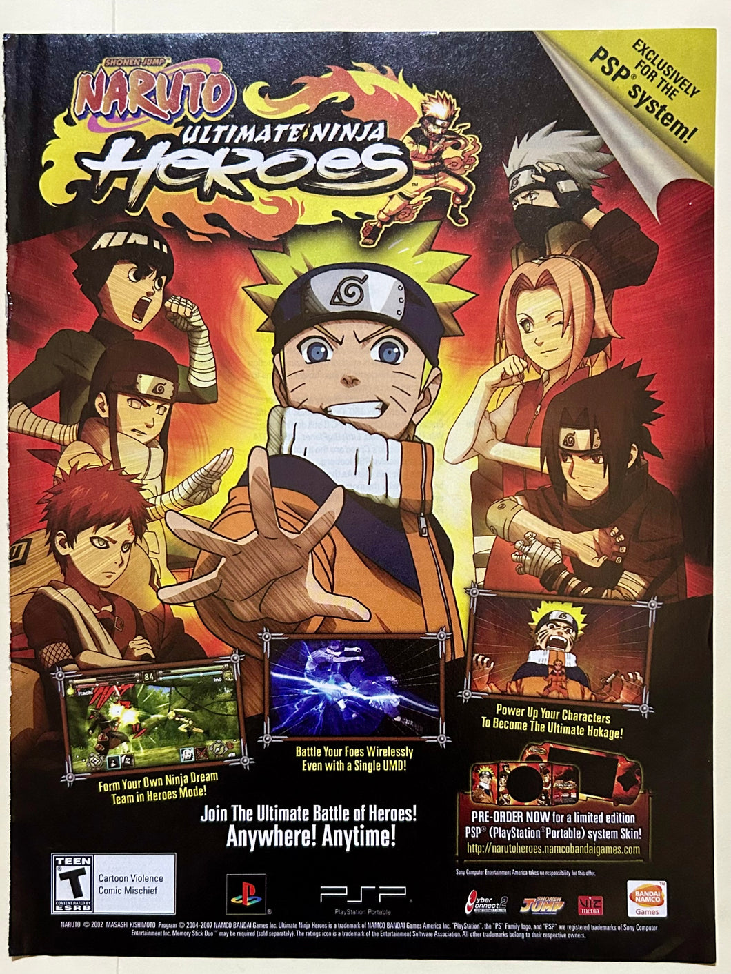 Naruto Ultimate Ninja Heroes - PSP - Original Vintage Advertisement - Print Ads - Laminated A4 Poster