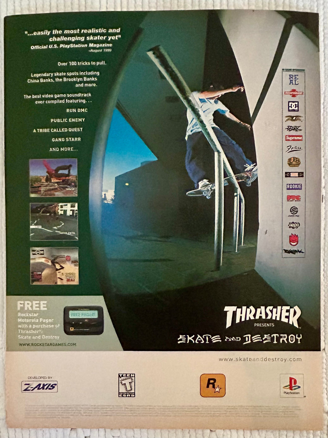 Thrasher: Skate and Destroy - PlayStation - Original Vintage Advertisement - Print Ads - Laminated A4 Poster