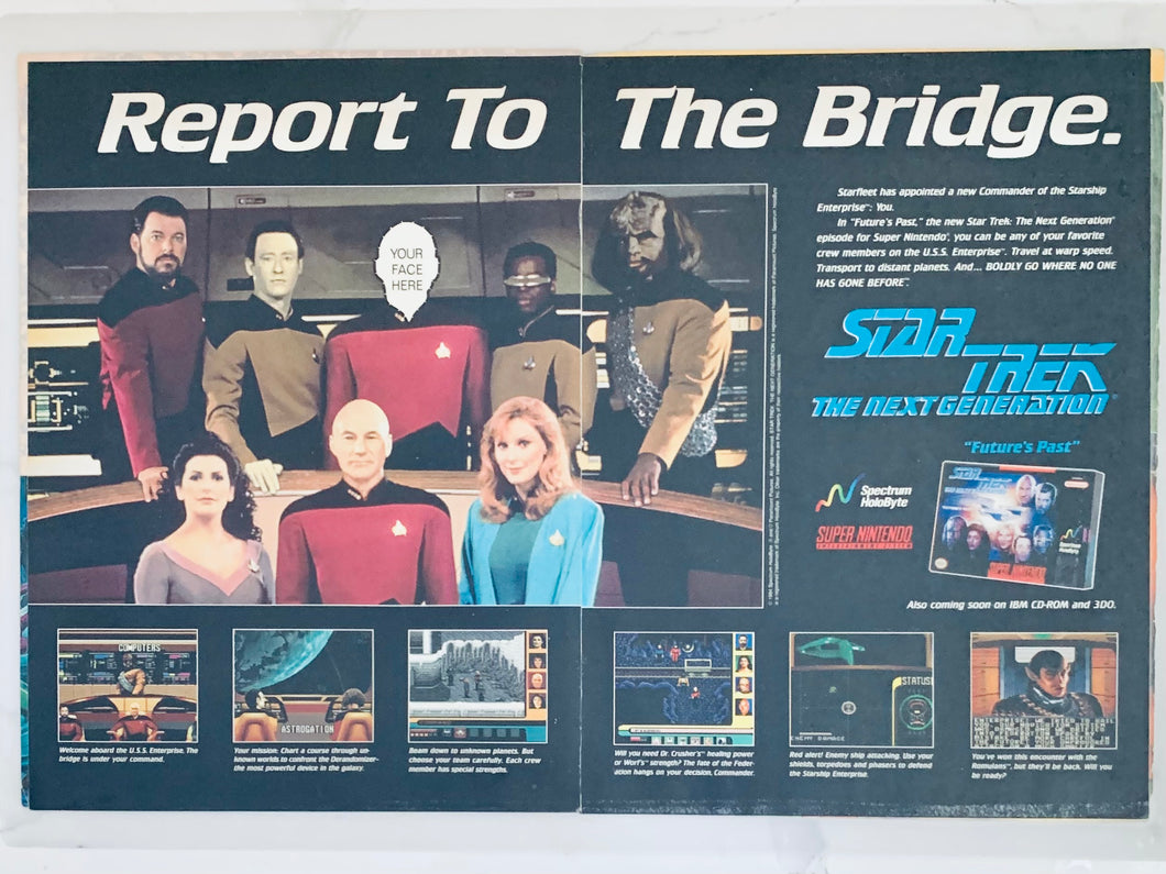 Star Trek: The Next Generation - SNES - Original Vintage Advertisement - Print Ads - Laminated A3 Poster