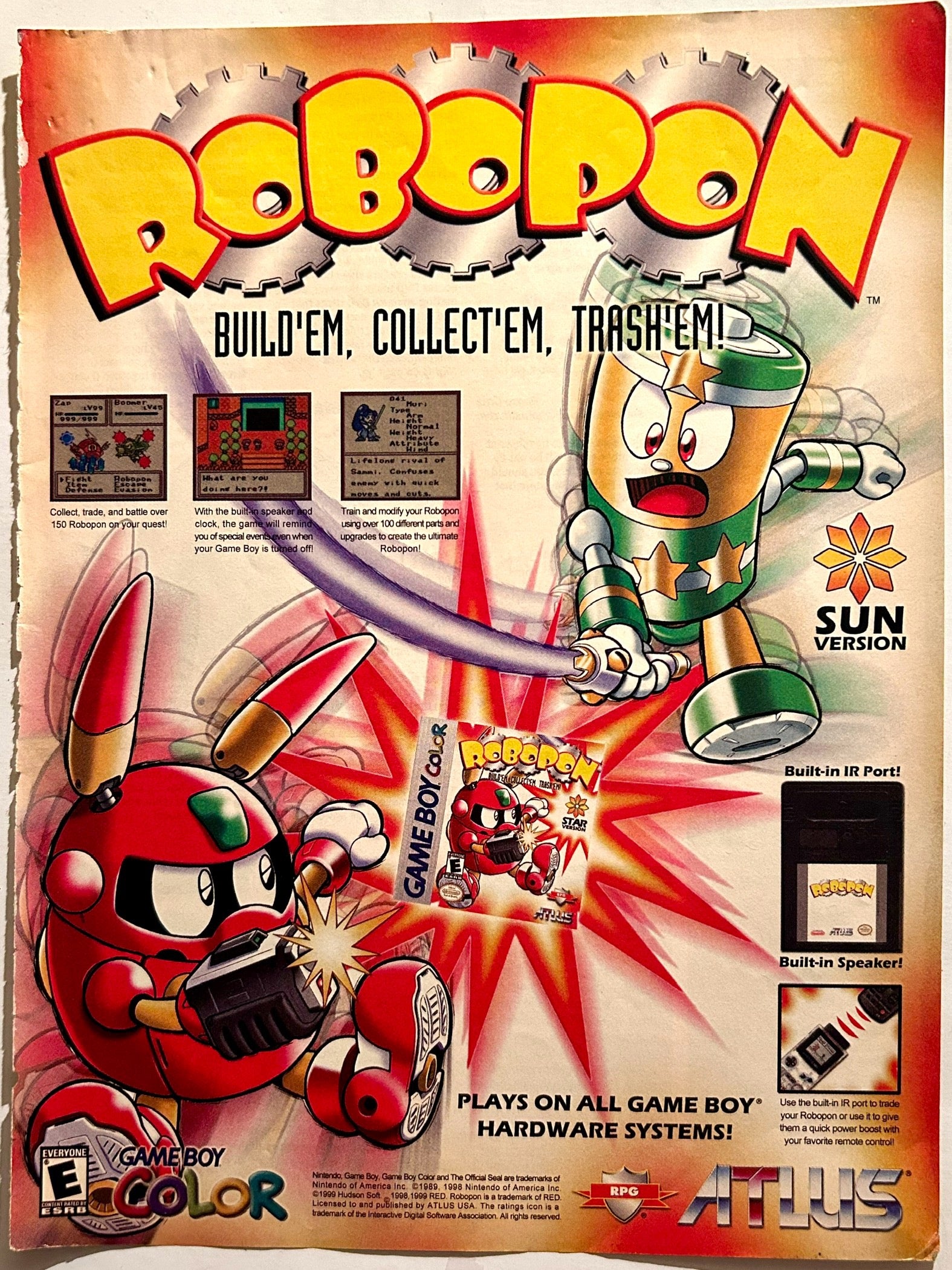 Robopon Types Robopon Sun - GBC - Original Vintage Advertisement - Print Ads - Lamin ...