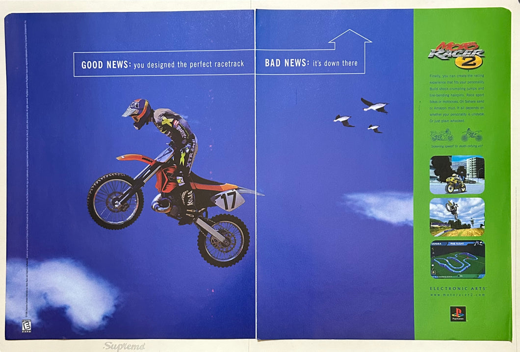 Moto Racer 2 - PlayStation - Original Vintage Advertisement - Print Ads - Laminated A3 Poster