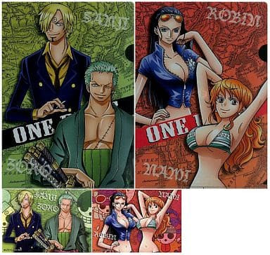 One Piece - Roronoa Zoro, Sanji, Nami & Nico Robin - Clear File & Sticker Set - Ichiban Kuji OP Romance Dawn for the New World Second Part (I Prize)