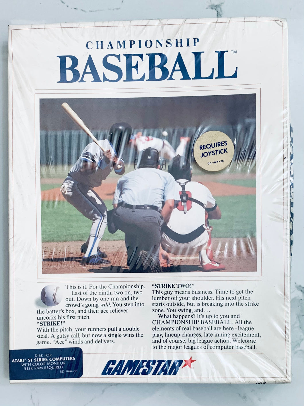 Championship Baseball - Atari ST Series Computers - NTSC - Brand New