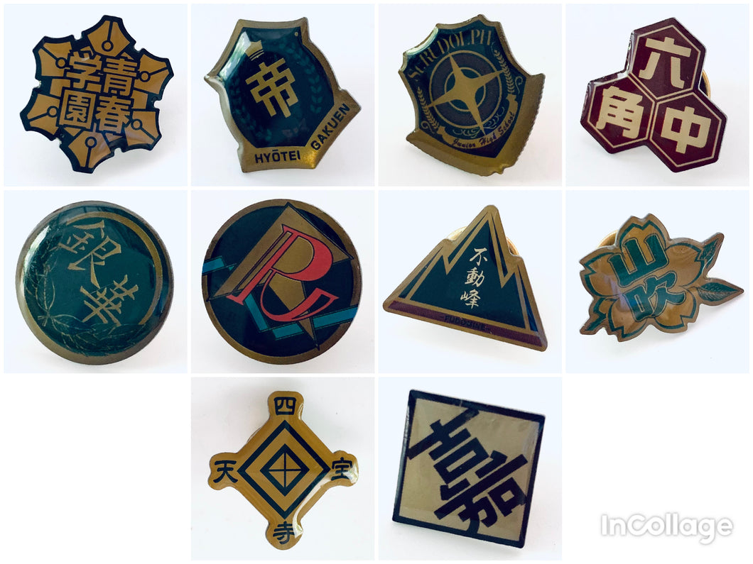 New Prince of Tennis School Emblem Pins Set (10 Pieces)