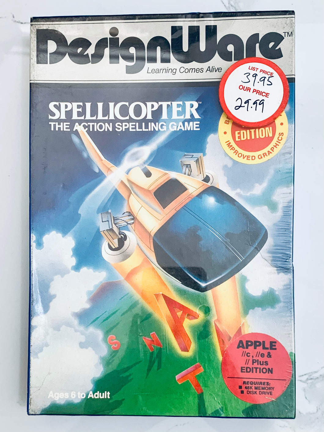 Spellicopter - Apple II/II+/IIe/IIc - 48K Disk - NTSC - Brand New