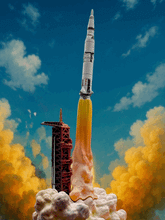 Load image into Gallery viewer, Summer of Rockets: Saturn V rocket lifting off - Diorama Figure (05) - Cuchiwaii

