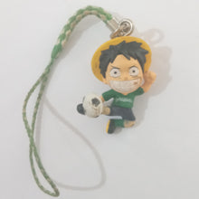 Cargar imagen en el visor de la galería, One Piece Luffy Soccer Player Figure Keychain Mascot Key Holder Strap Bandai
