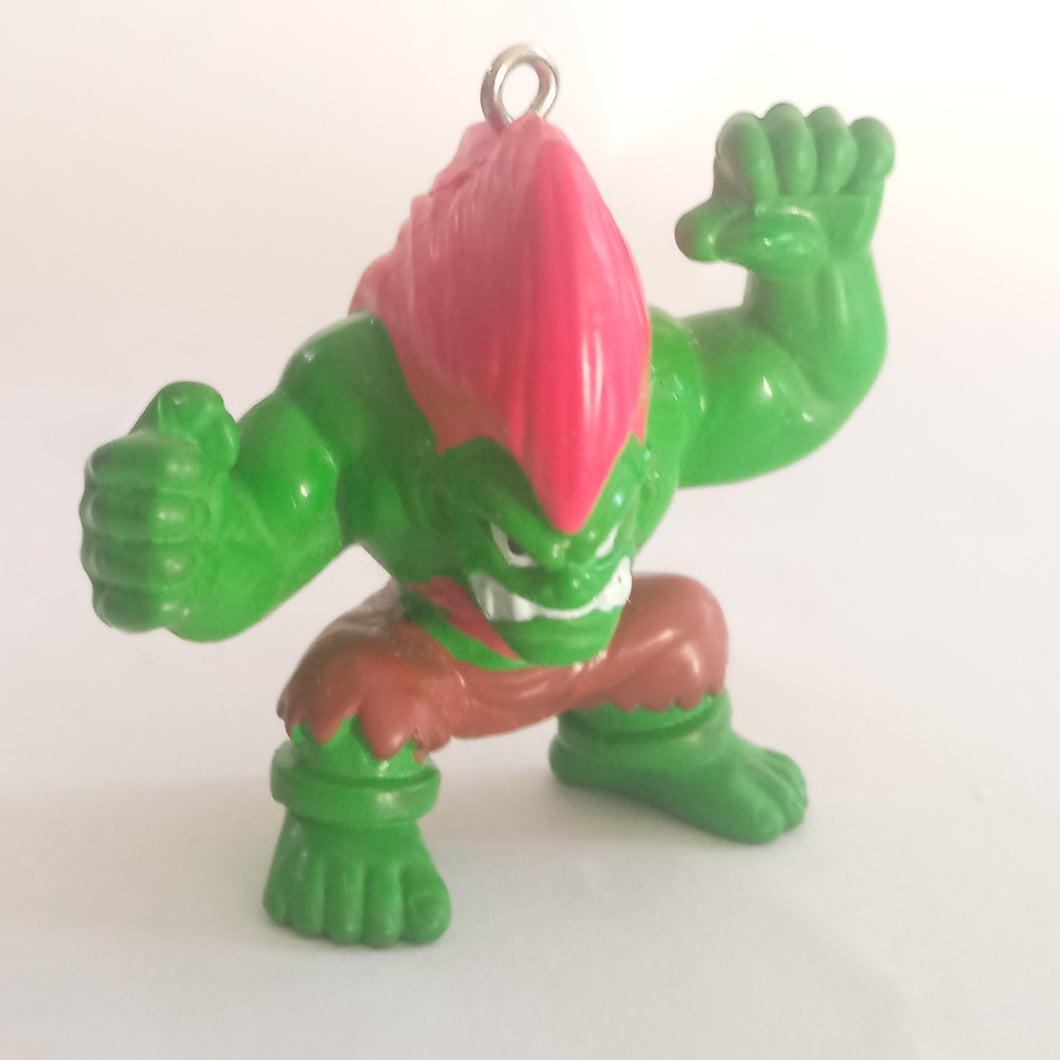 Street Fighter BLANKA Vintage Figure Keychain Mascot Key Holder Strap