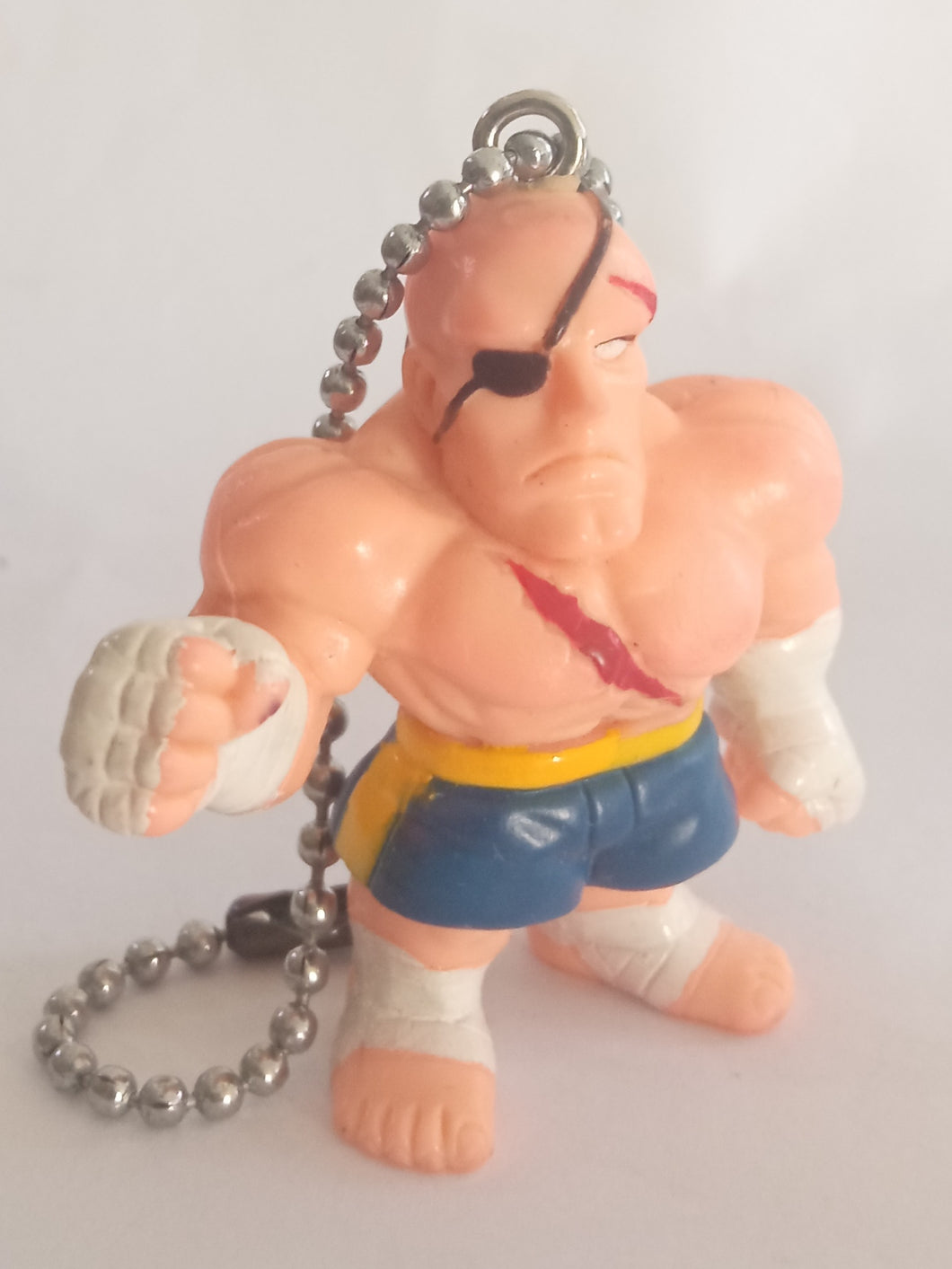 Street Fighter SAGAT Vintage Figure Keychain Mascot Key Holder Strap