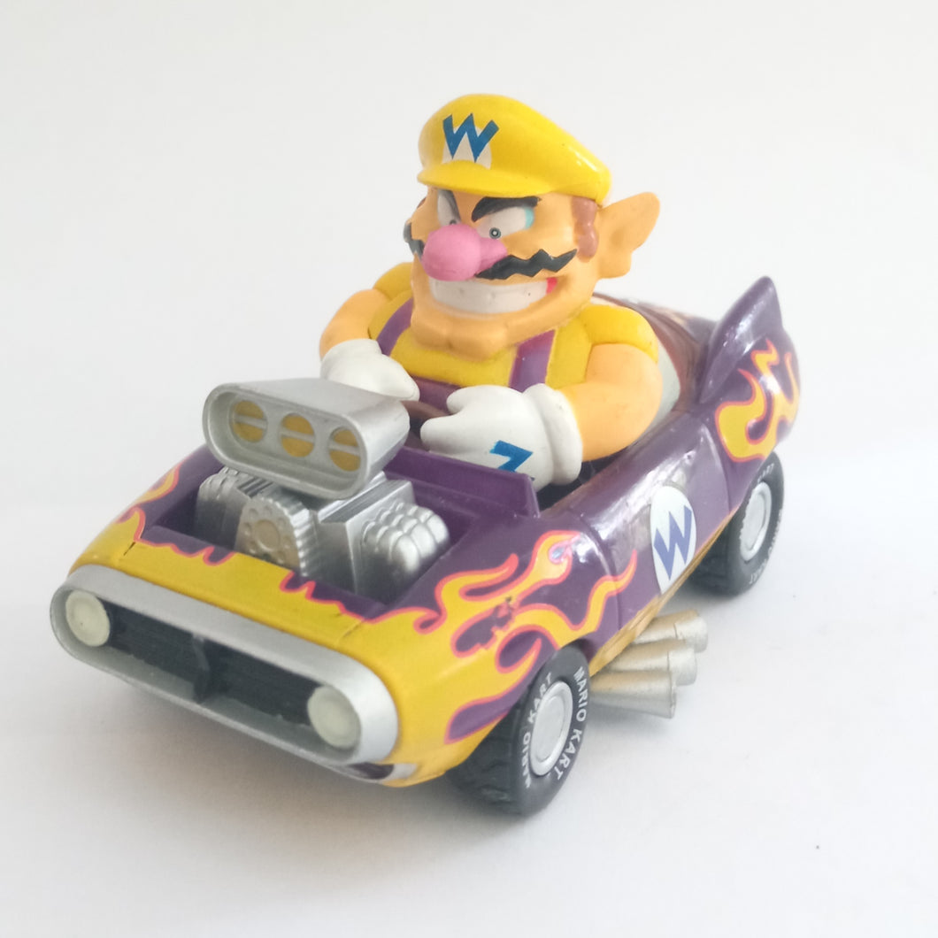 Mario Kart Wii Wario Pull Back Car Wildstar & Fire Hot Rod Nintendo 2008 Toy