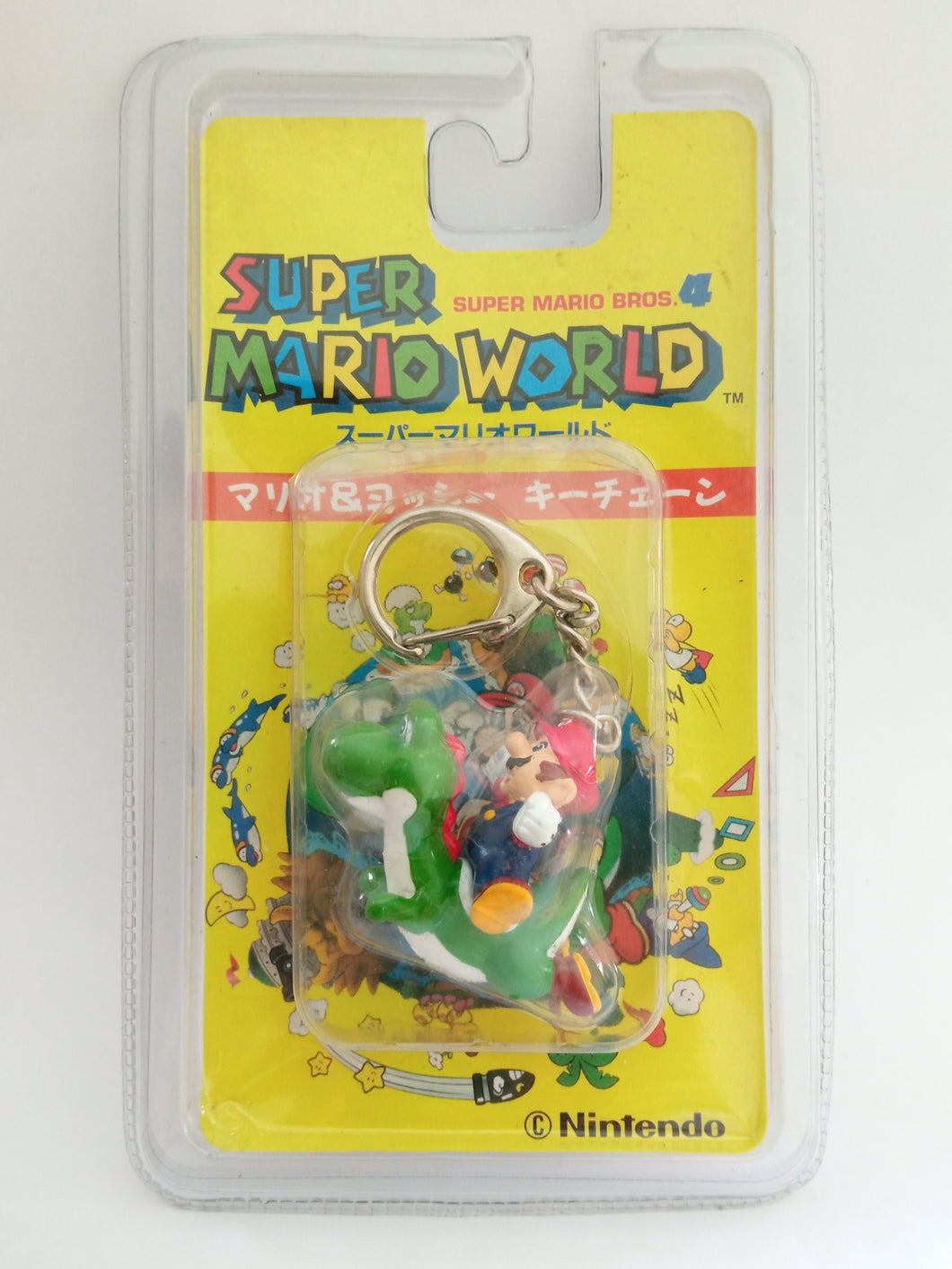 Super Mario World Mario & Yoshi Figure Keychain Mascot Key Holder Strap Vintage Rare 1992