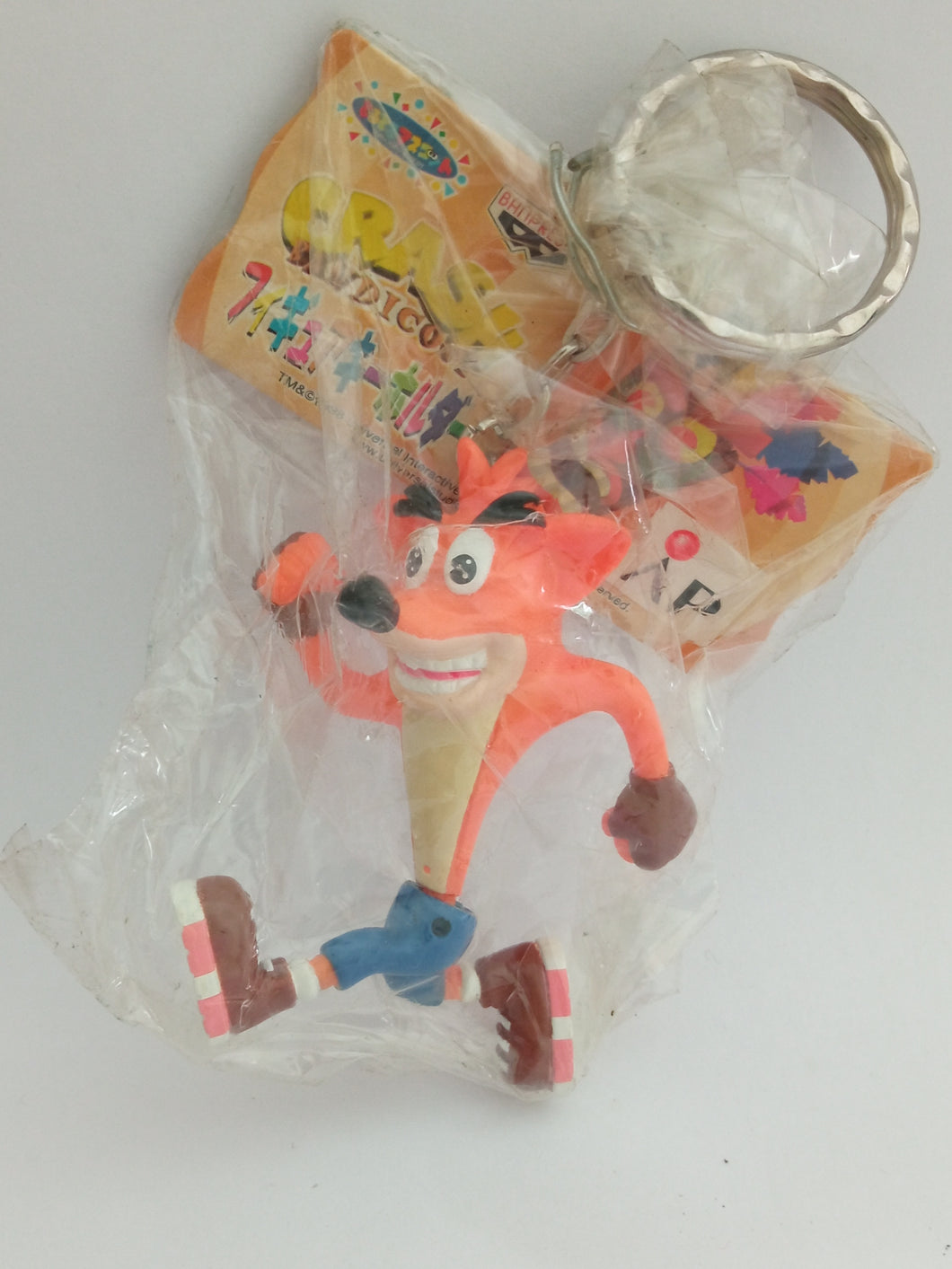 Crash Bandicoot Figure Swinging Keychain Mascot Key Holder Strap Vintage Rare 1999