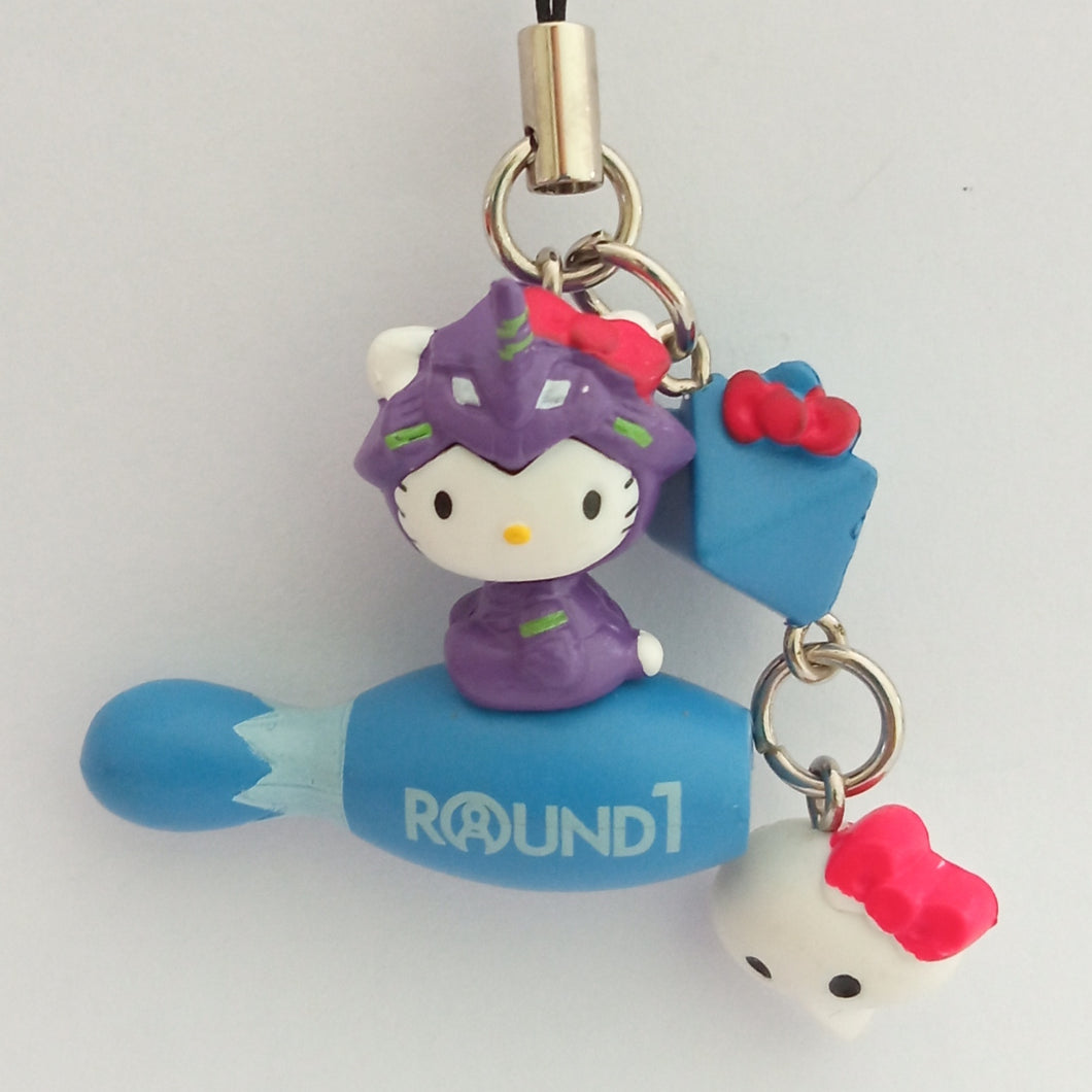 Round1 X Evangelion Sychronized With Hello Kitty Strappin Strap Key Holder