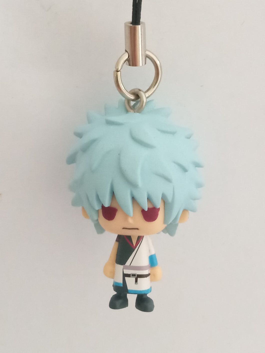 Gintama Gintoki Sakata Bean Eyes Figure Keychain Mascot Key Holder Strap