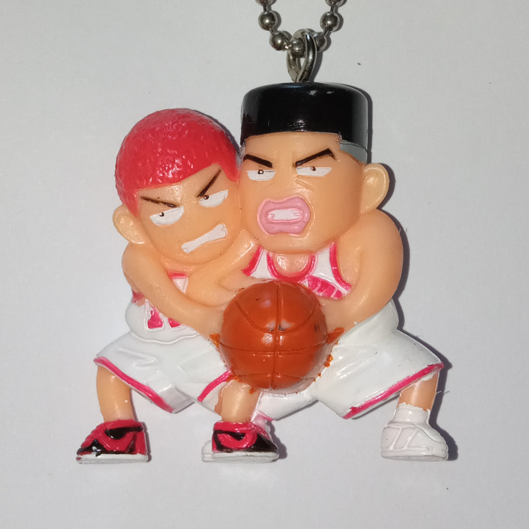 Slam Dunk HANAMICHI & AKAGI Figure Keychain Mascot Key Holder Strap Vintage Rare 1995