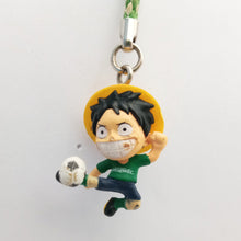 Cargar imagen en el visor de la galería, One Piece Luffy Soccer Player Figure Keychain Mascot Key Holder Strap Bandai
