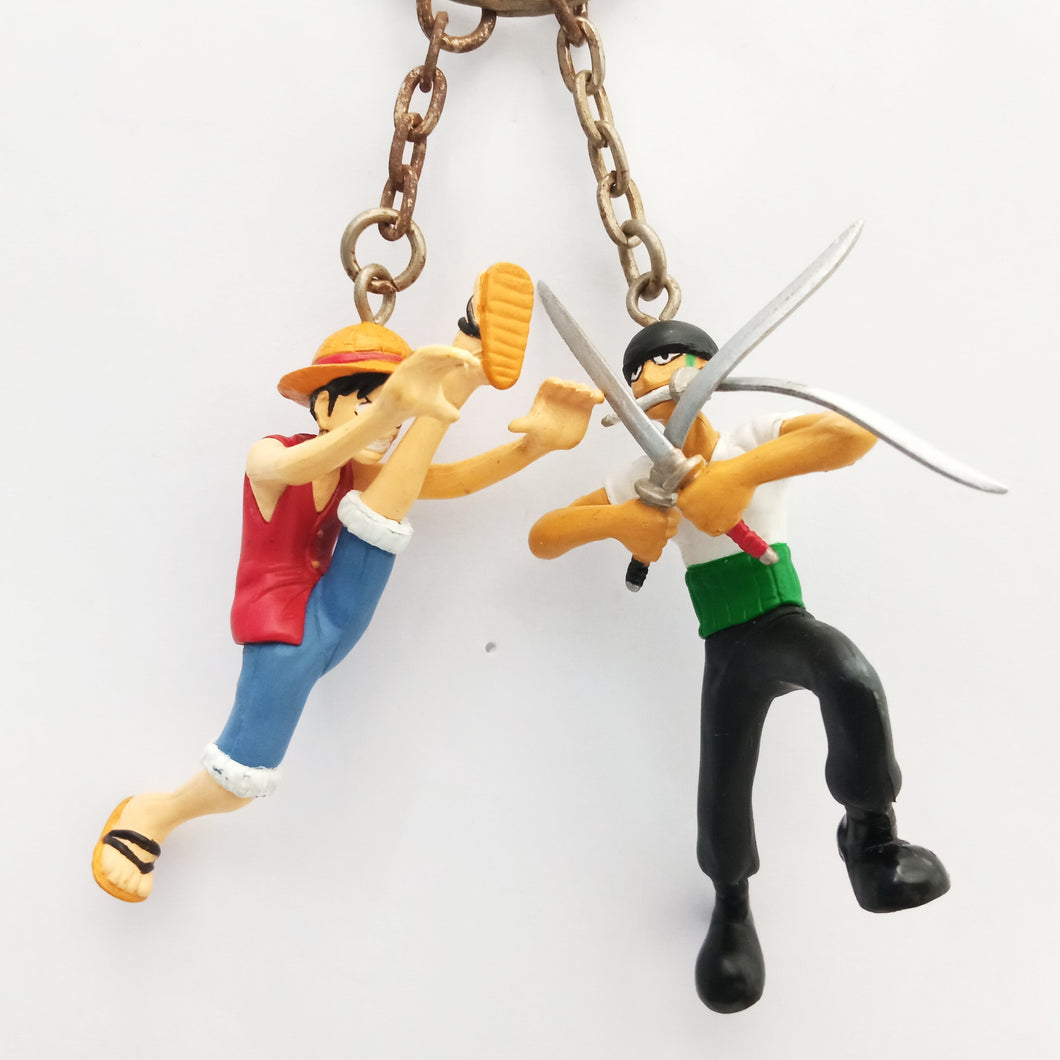 One Piece LUFFY Vs. ZORO Figure Keychain Mascot Key Holder Strap Banpresto