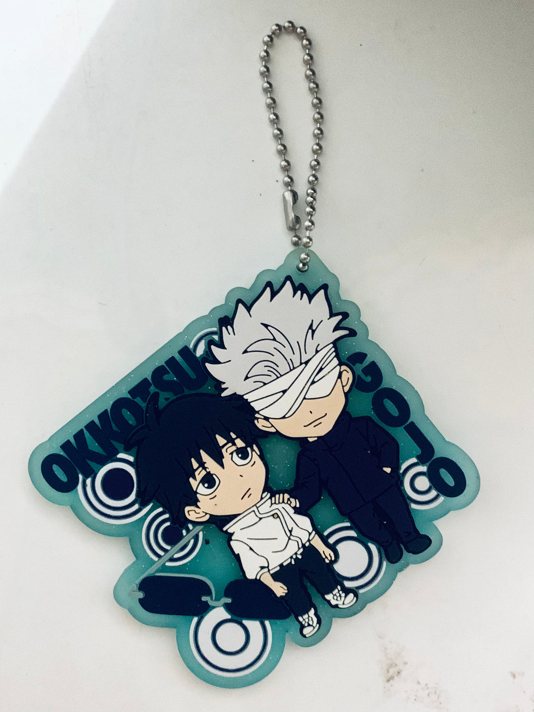 Gekijouban Jujutsu Kaisen 0 - Gojou Satoru - Okkotsu Yuuta - Bandai Shokugan - Rubber Mascot Strap Variation - Rare ver.