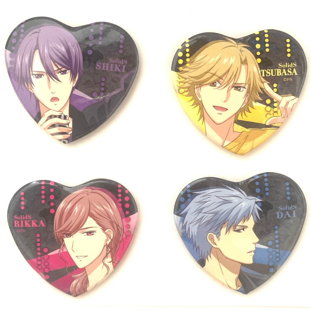 Tsukipro The Animation - Shikki, Tsubasa, Rikka & Dai - SolidS - Heart-shaped Tin Can Badge Set - 10 Points Benefit - C
