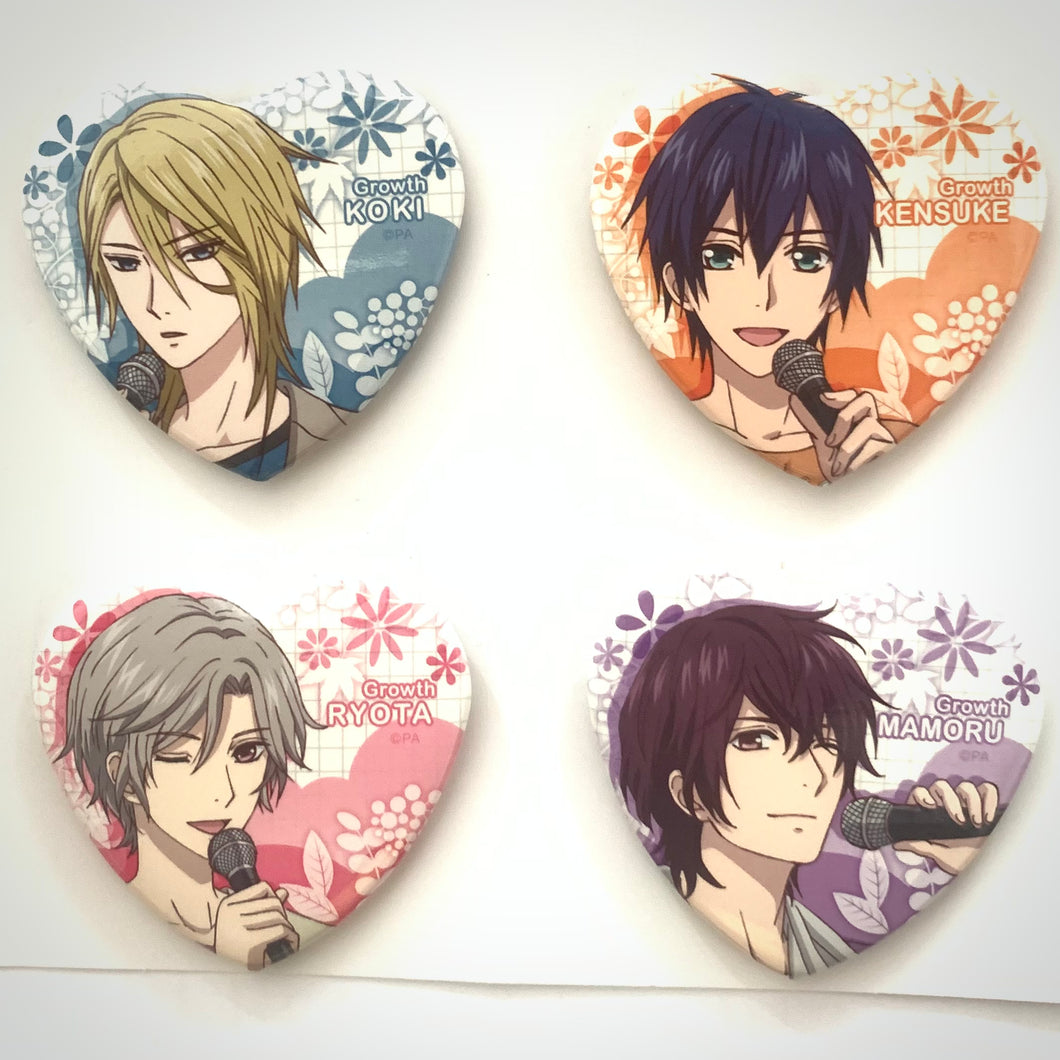 Tsukipro The Animation - Koki, Kensuke, Ryota & Mamoru - Grouth - Heart-shaped Tin Can Badge Set - 10 Points Benefit - B