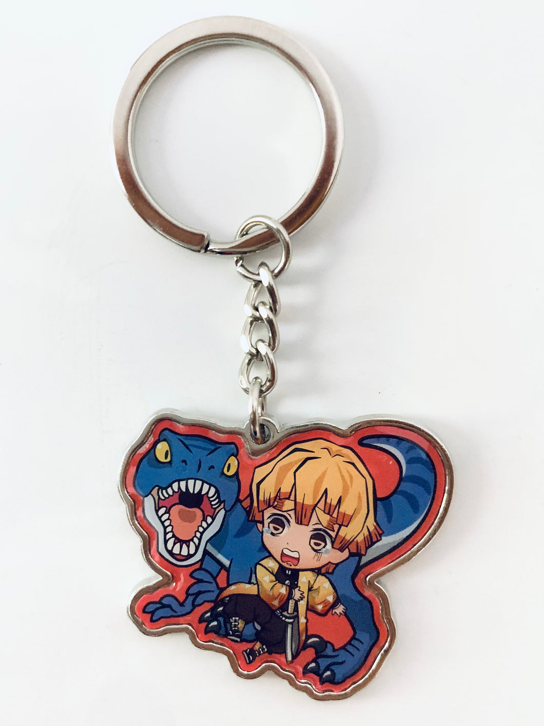 Kimetsu no Yaiba - Agatsuma Zenitsu - Gotouchi Metal Keychain - Fukui Limited Dinosaur ver.