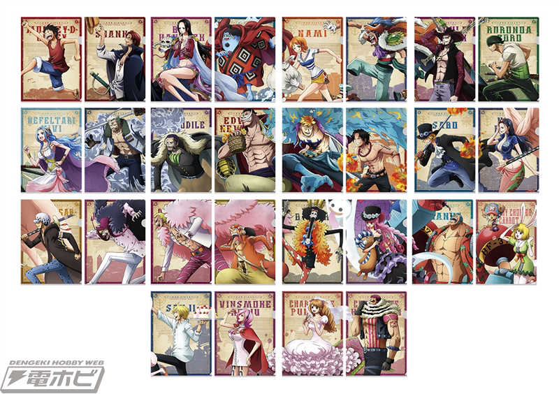 One Piece - A4 Drawn Clear File Set (All 14 x 2 Sheets Set) - History Relay - Ichiban Kuji One Piece Memorial Log - G Prize (28 Pieces)