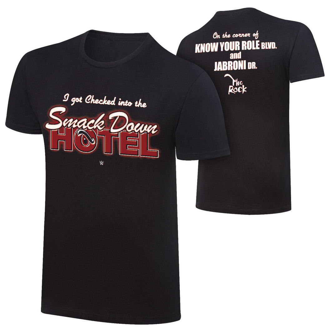 Genuine WWE WWF The Rock Smackdown Hotel Black Graphic T-Shirt Black S Size