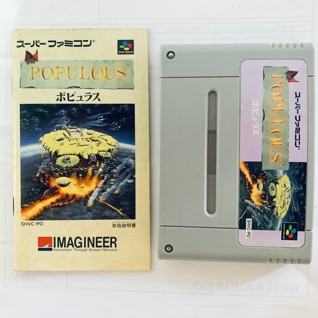 Populous - Super Famicom - SFC - Nintendo - Japan Ver. - NTSC-JP - Cart & Manual (SHVC-PO)